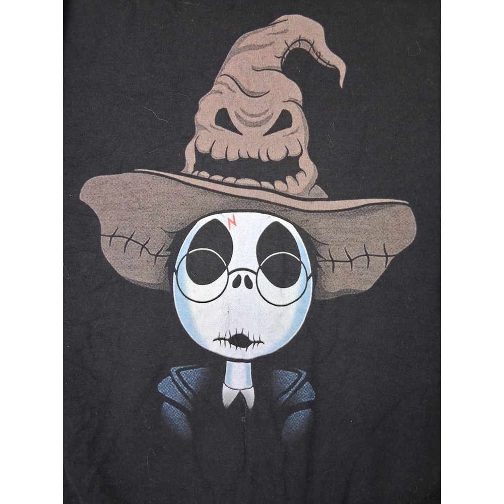 Jack Skellington Sweatshirt XL Black Fleece Crew Halloween Grunge Nightmare